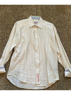 Robert Graham Cream Embroidered Long-Sleeve Shirt